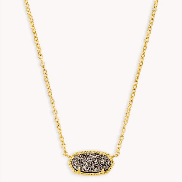 NEW Kendra Scott Elisa Gold Pendant Necklace in Platinum Drusy - Picture 8 of 10